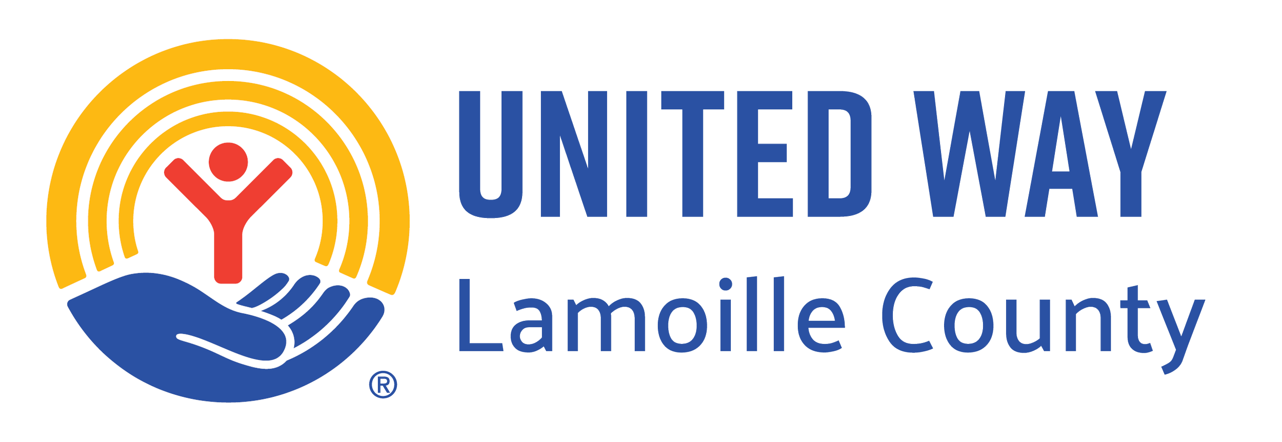 United Way logo with a hand holding a rainbow and person symbol, and the text 'United Way Lamolle County' in blue.