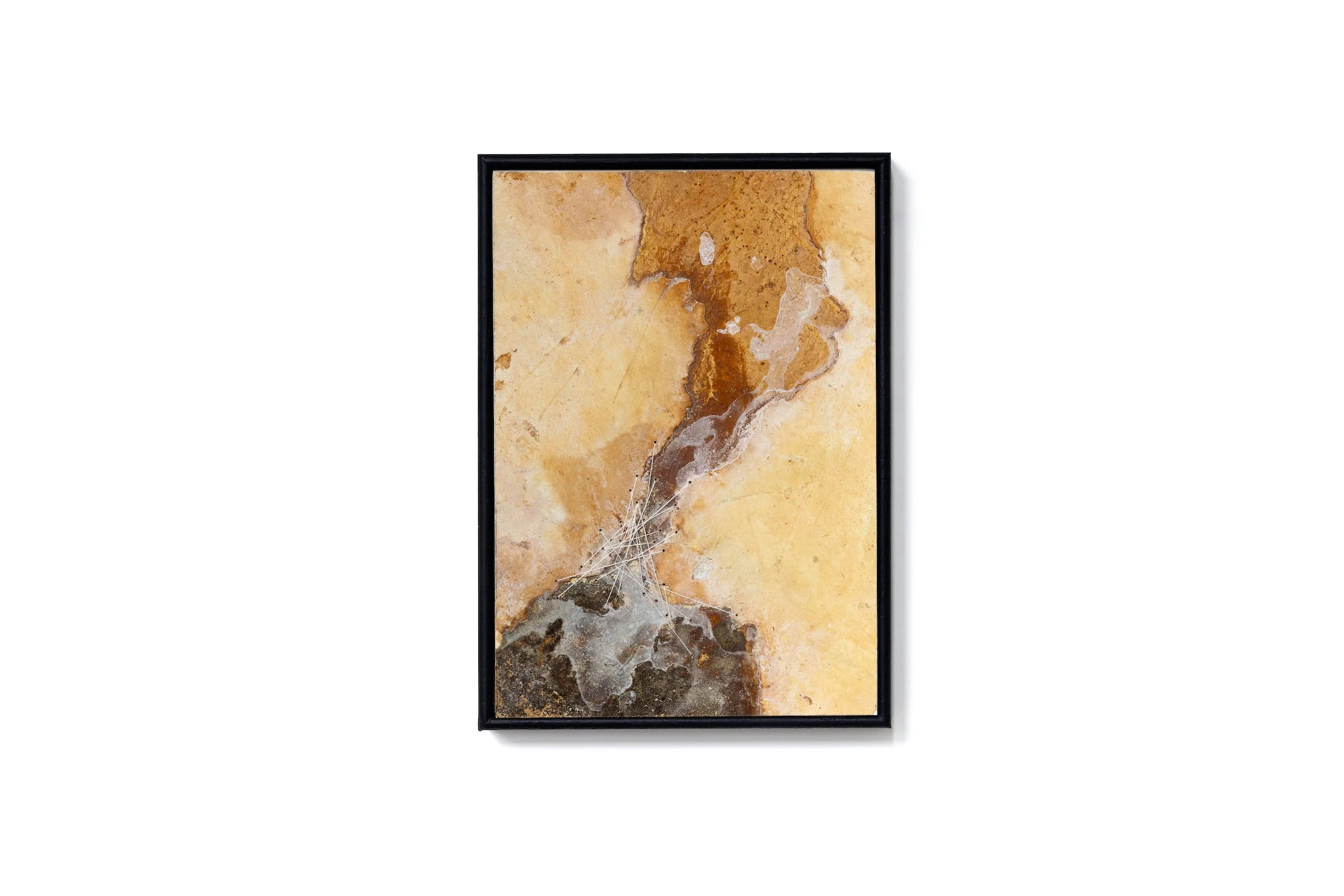 5. Poppy Lennox 'Echoes of the Land V', Plaster, liquid rust, copper powder, crystallised salt and pure silk thread on wood, 21 x 16 cm, 2024 Image © Demelza Lightfoot.JPG