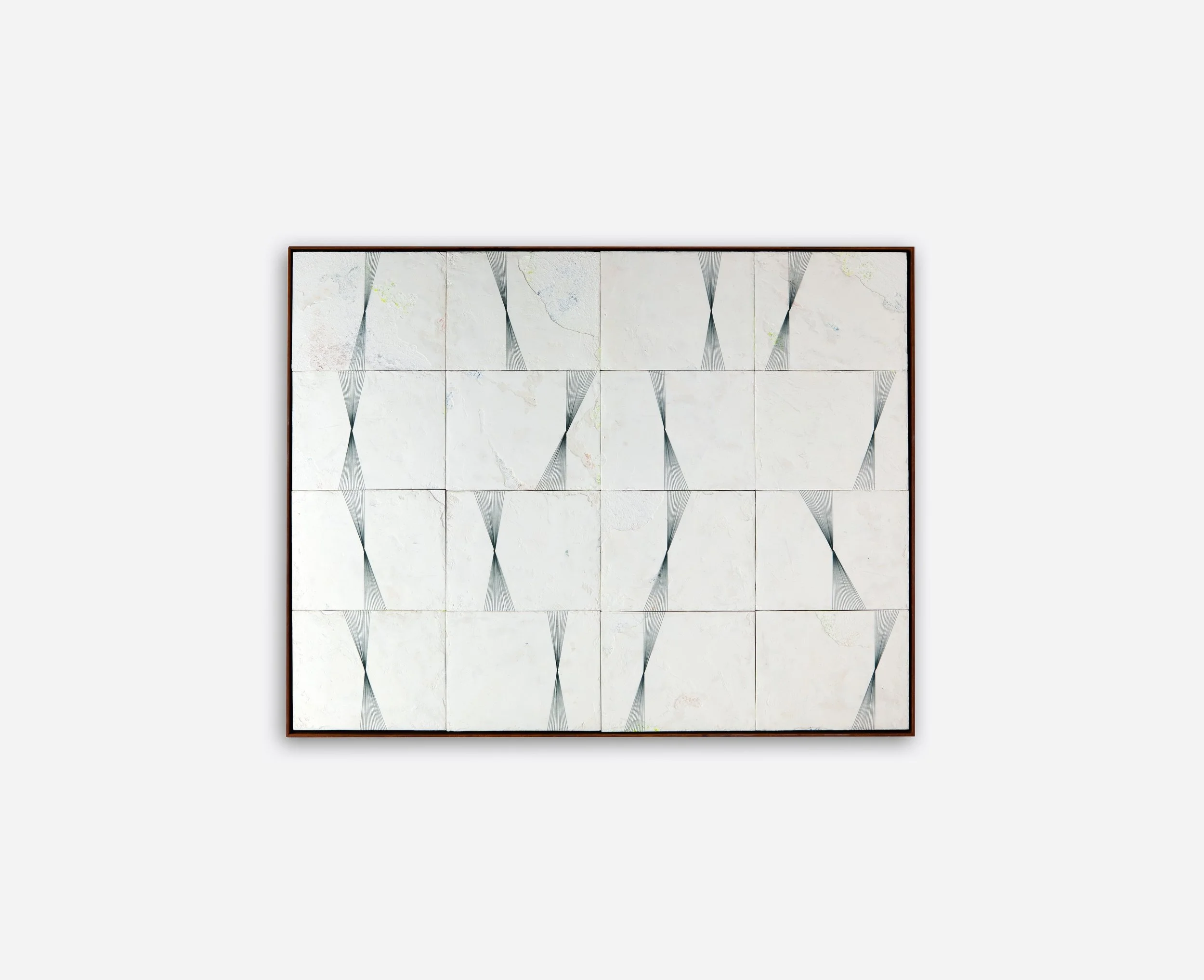 'Energy Lines', Plaster, acrylic and thread on birch plywood, 16 paneled piece, 72 x 56 cm, 2023 Image © Georgie Beattie.jpg