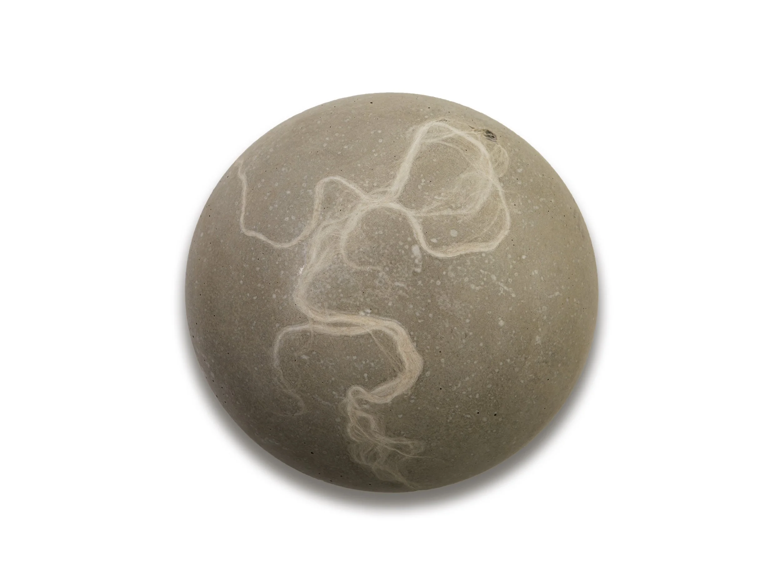 Ascendancy I, 2025, Concrete and raw silk slivers, 20cm diameter