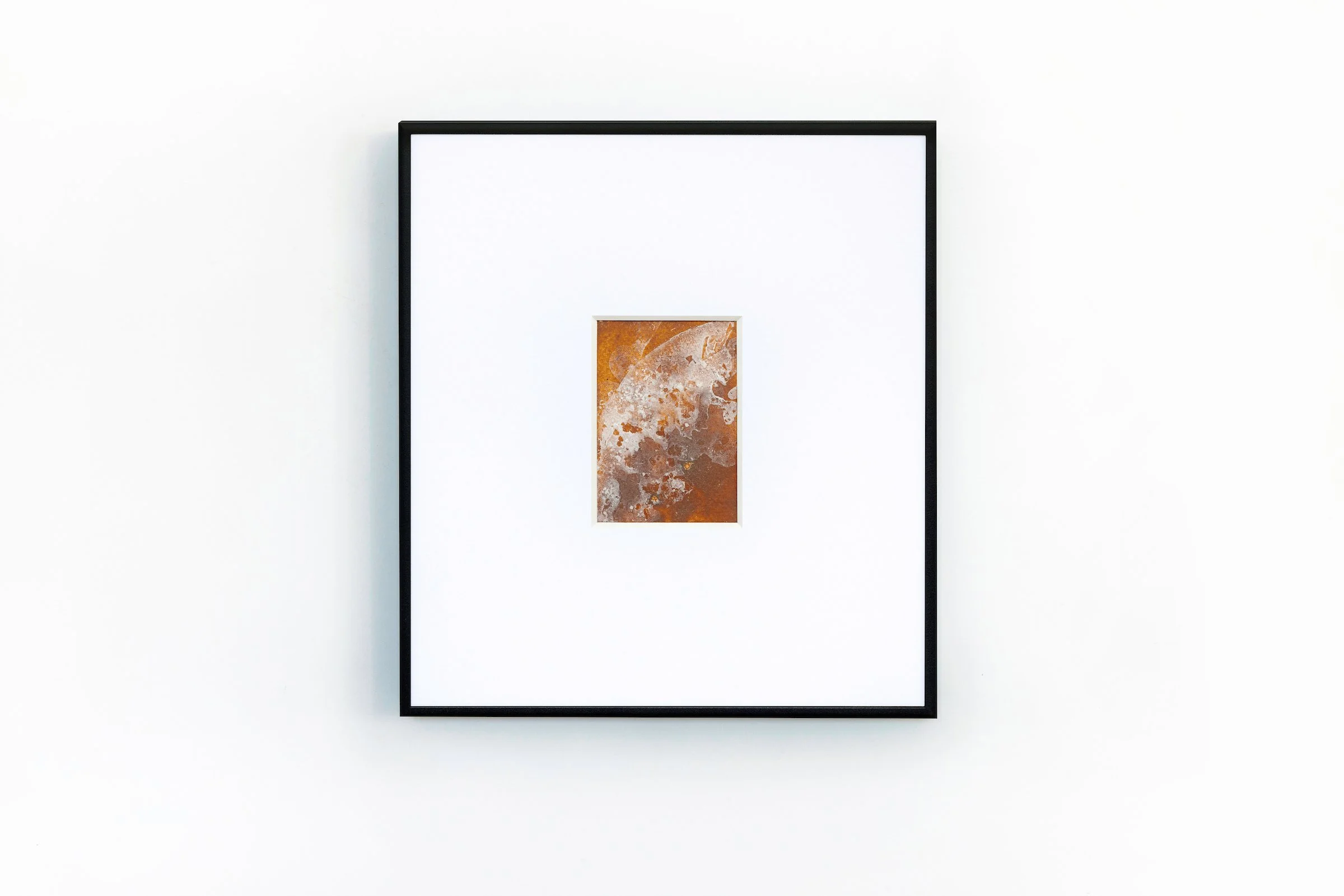 'Echoes of the Land Study I', Liquid rust and crystallised salt on paper, 2025