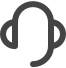 A black and white illustration of a headphone, with a minimalistic design.