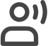 Icon of a person with three curved lines indicating voice