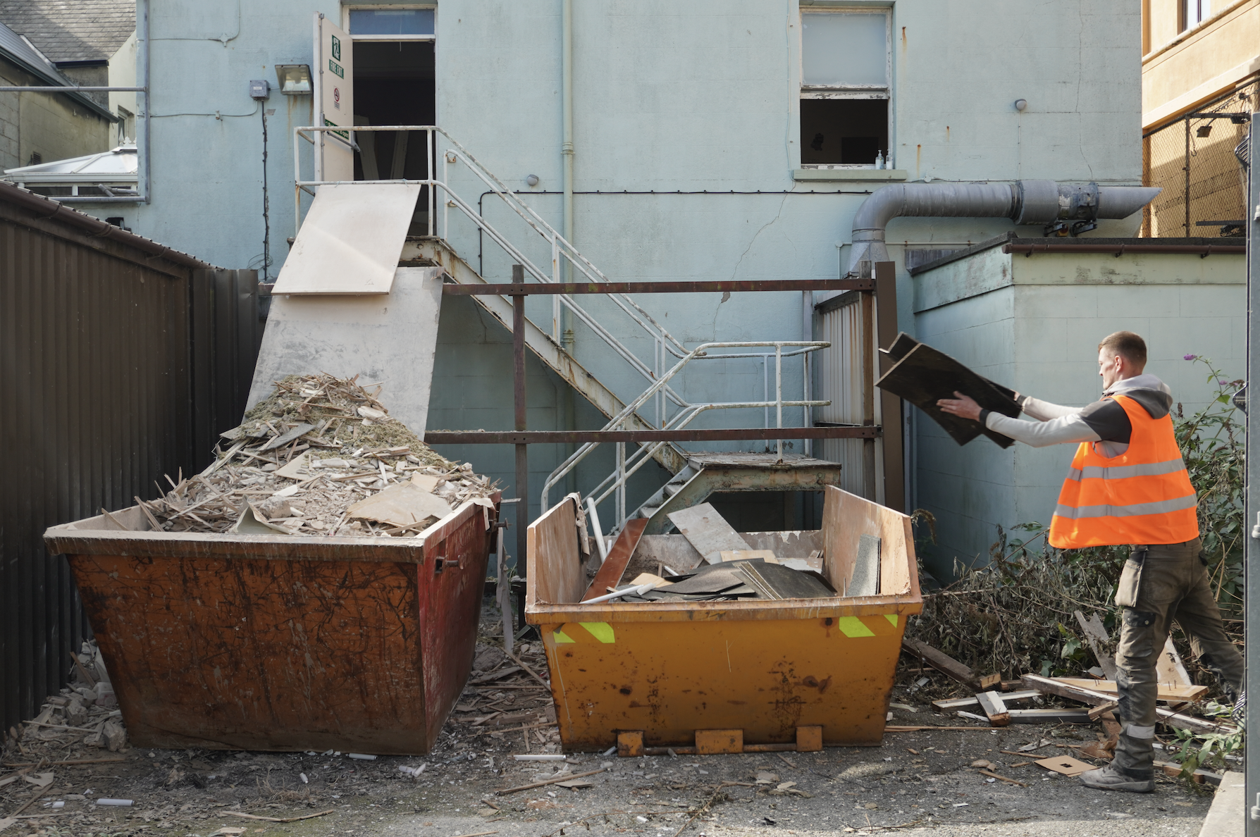 The court yard area under construction