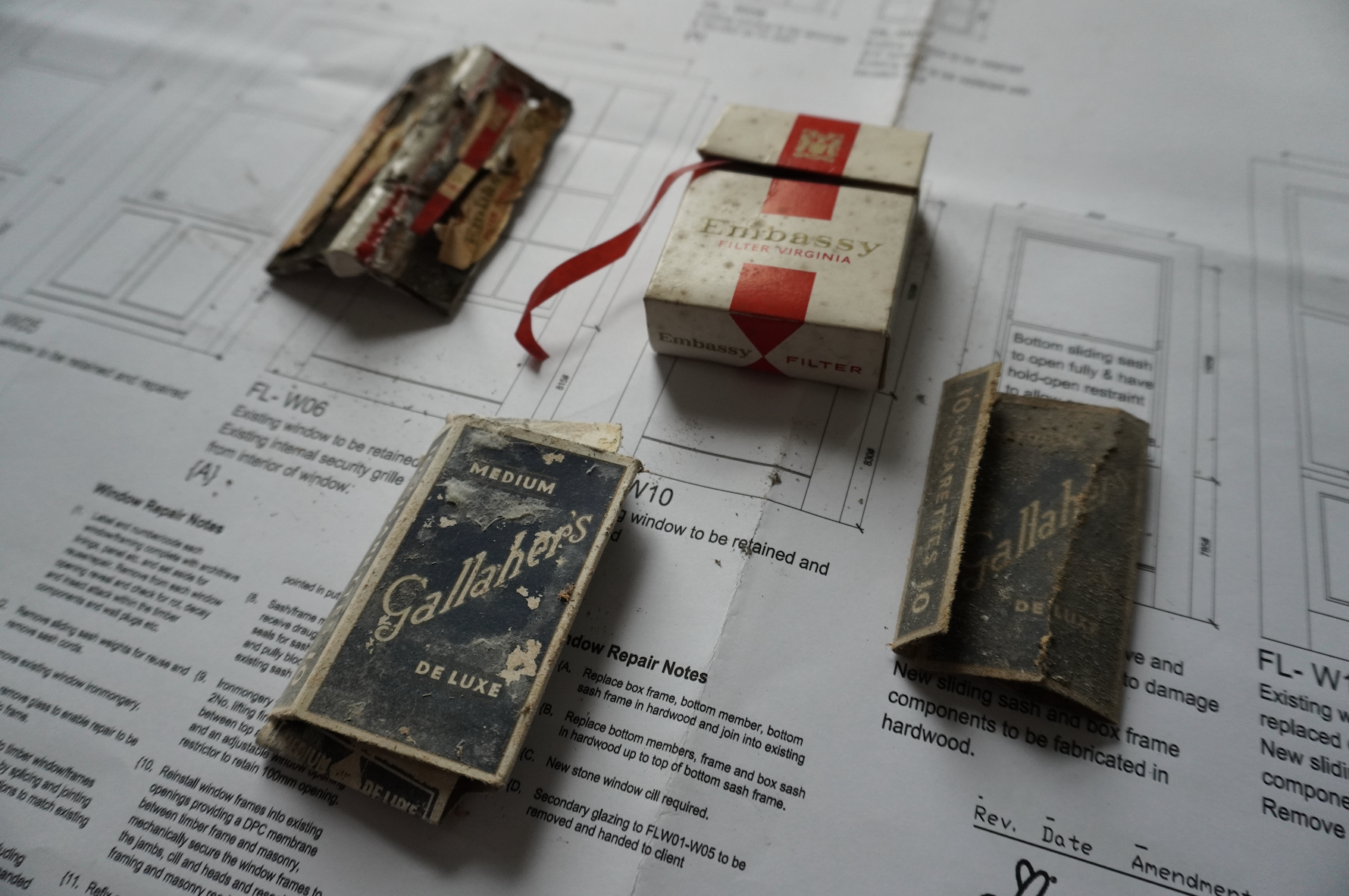 Old Cigarette packets found behind walls and floors