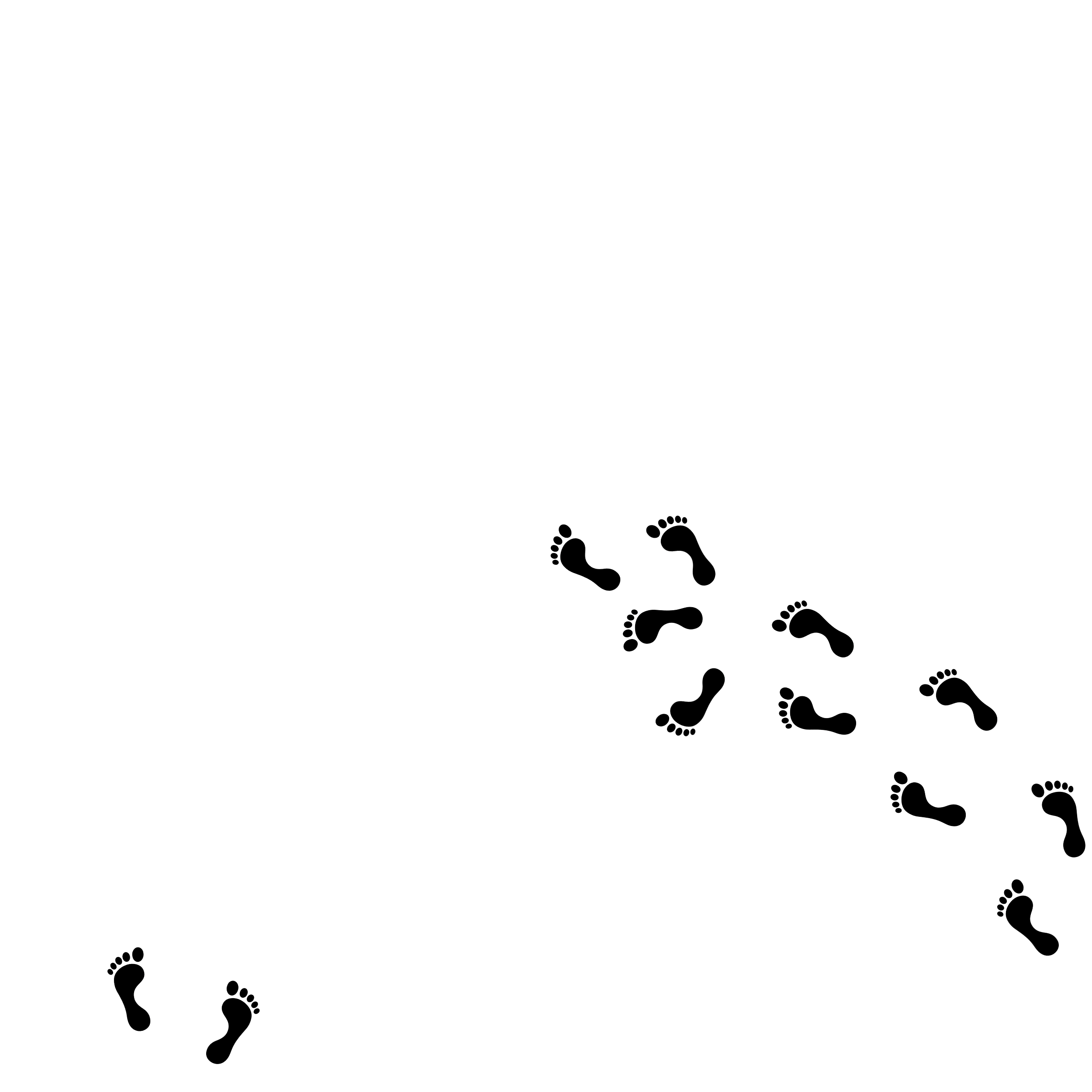 Footprints on a white surface.