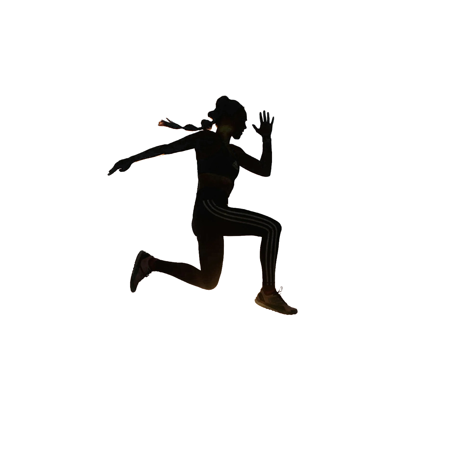 Silhouette of a woman running.