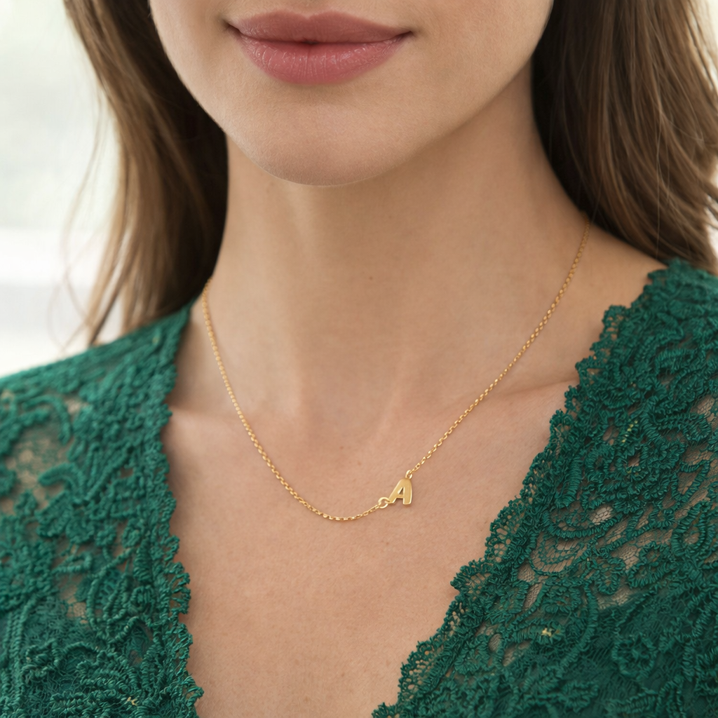 Necklace  “Connected Letters” 14k Gold