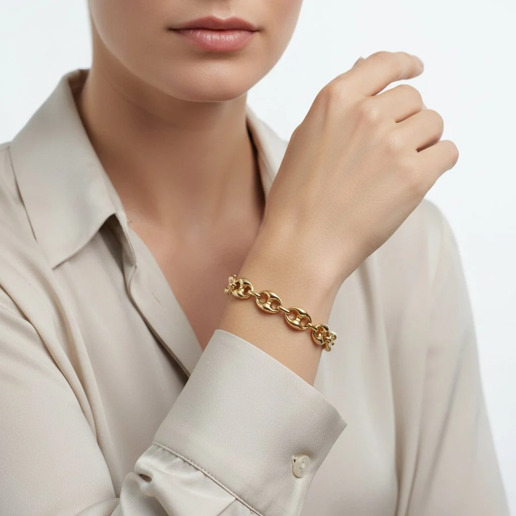 "Gucci Style" Classic Collection Bracelet in 18K Gold, 6 mm