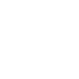 White megaphone icon on a black background.
