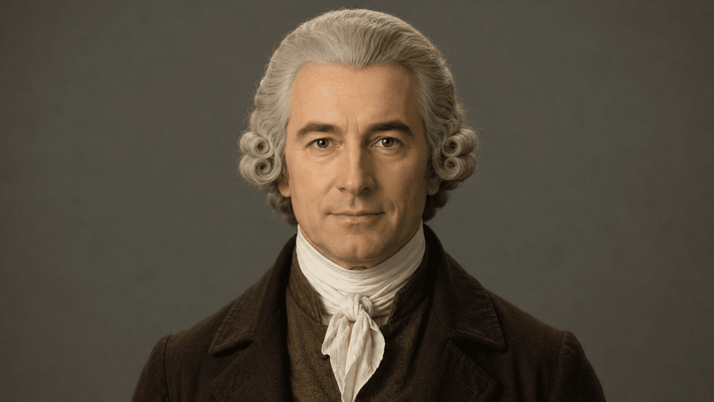 Live AI avatar of Adam Smith in an 18th-century coat and cravat