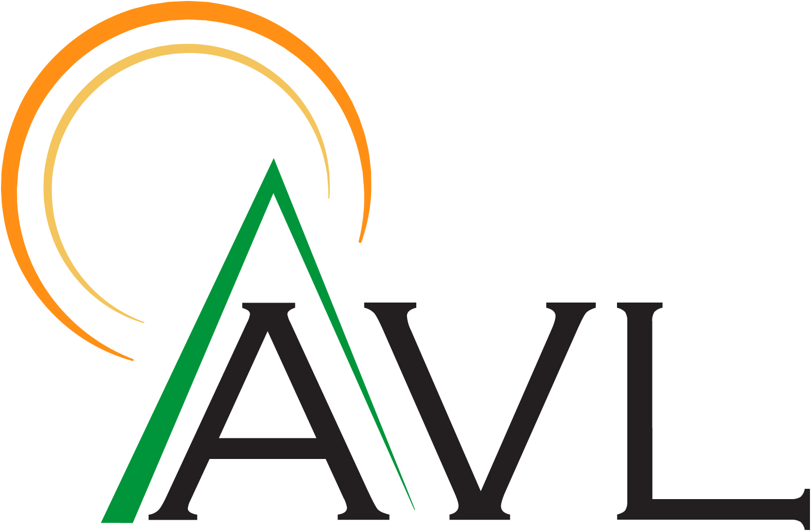 AVL Logo with orange green and yellow for Lawn Maintenance and Mowing