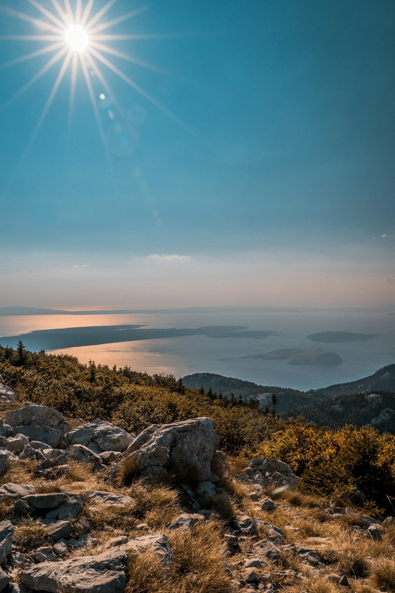 Sunlit mountain landscape with distant water, accompanying FAQs about timeshare exit options, legal review, costs, and next steps.