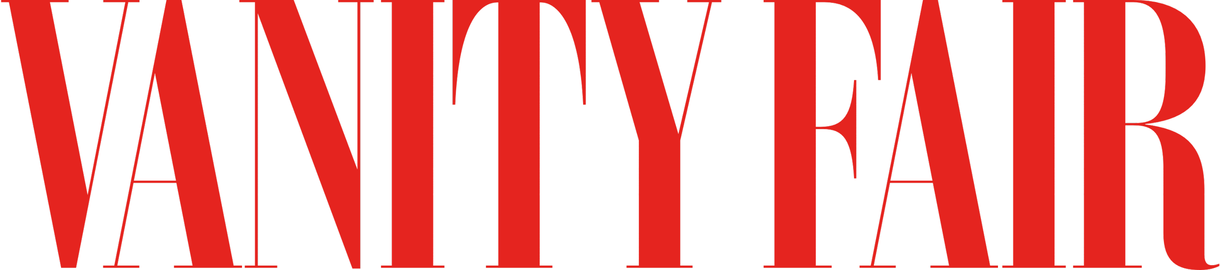 The word "VANITY FAIR" written in large red letters on a black background.