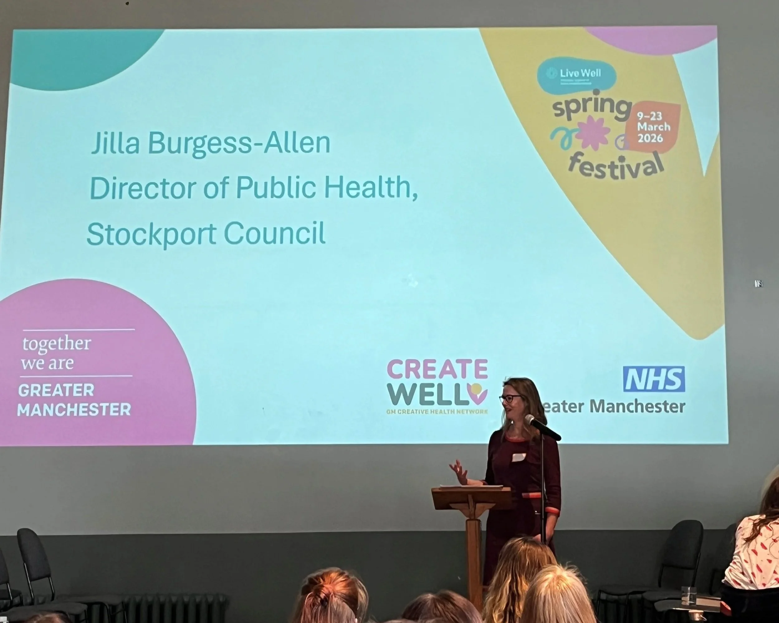 Jilla Burgess-Allen presented at Live Well through Creative Health in GM event