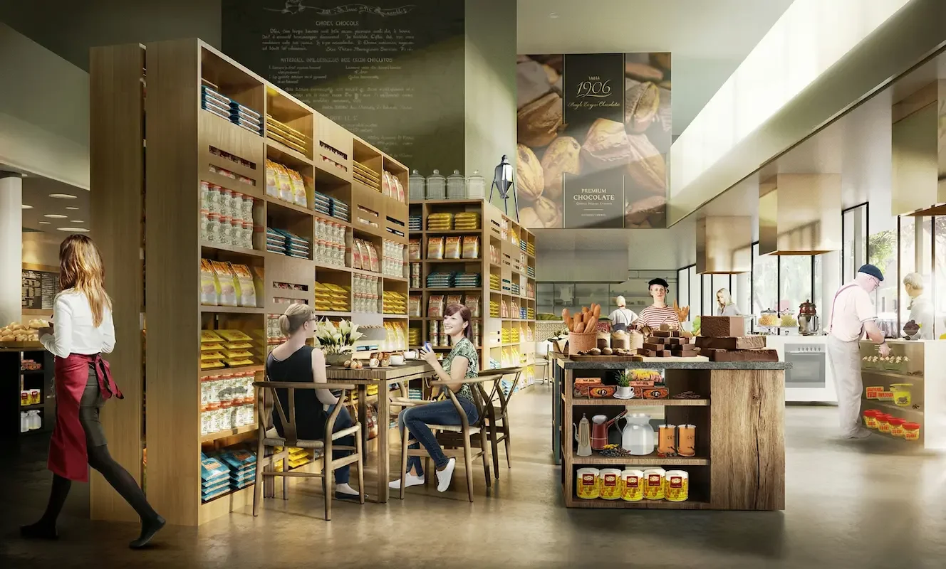 Cocoa Lab chocolate atelier interior in Bogotá — retail and social space by Matita Interior Architecture