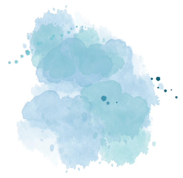 A watercolor painting of a simple, abstract blue face with minimal details.