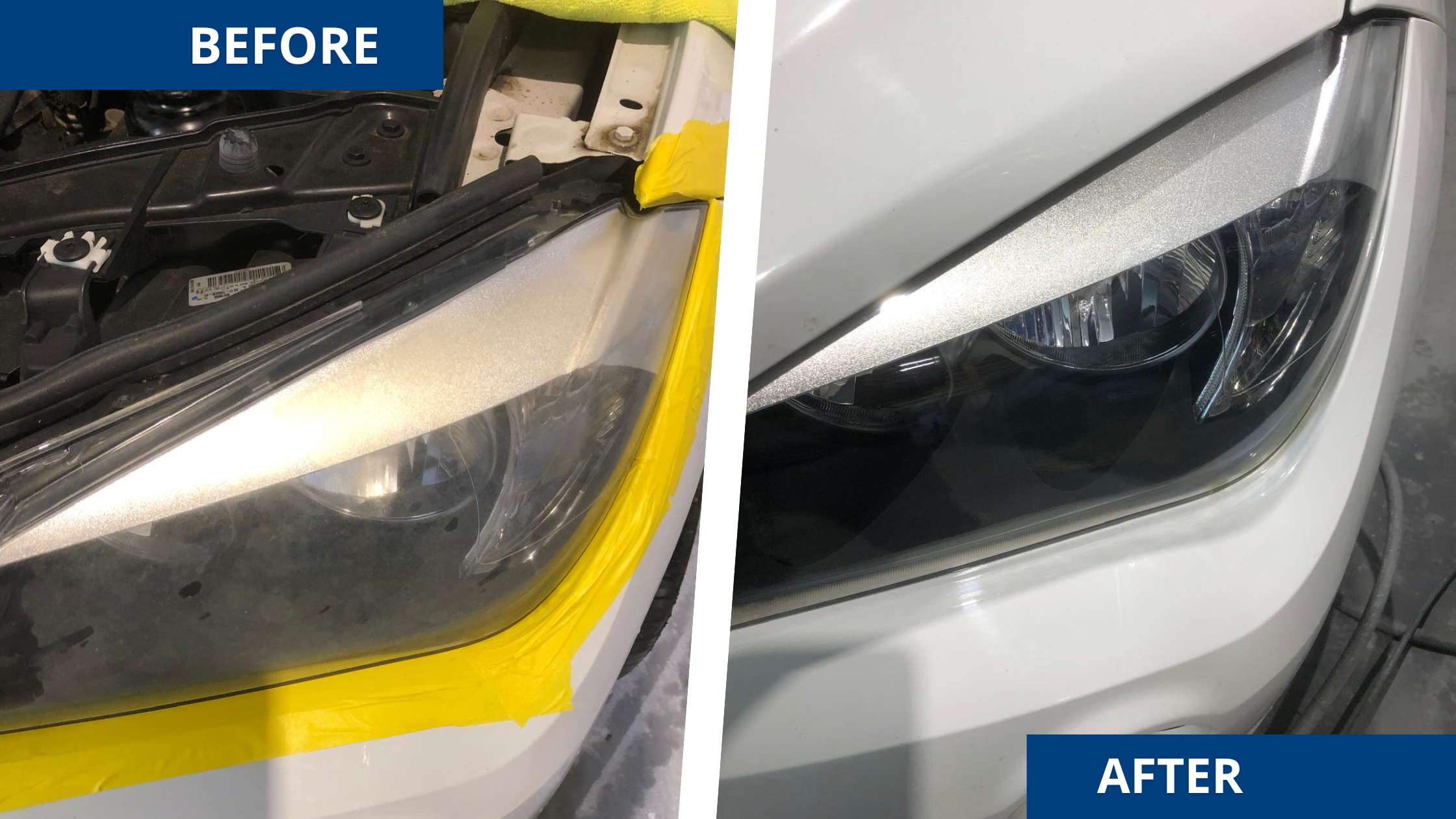 Headlight restoration before vs after