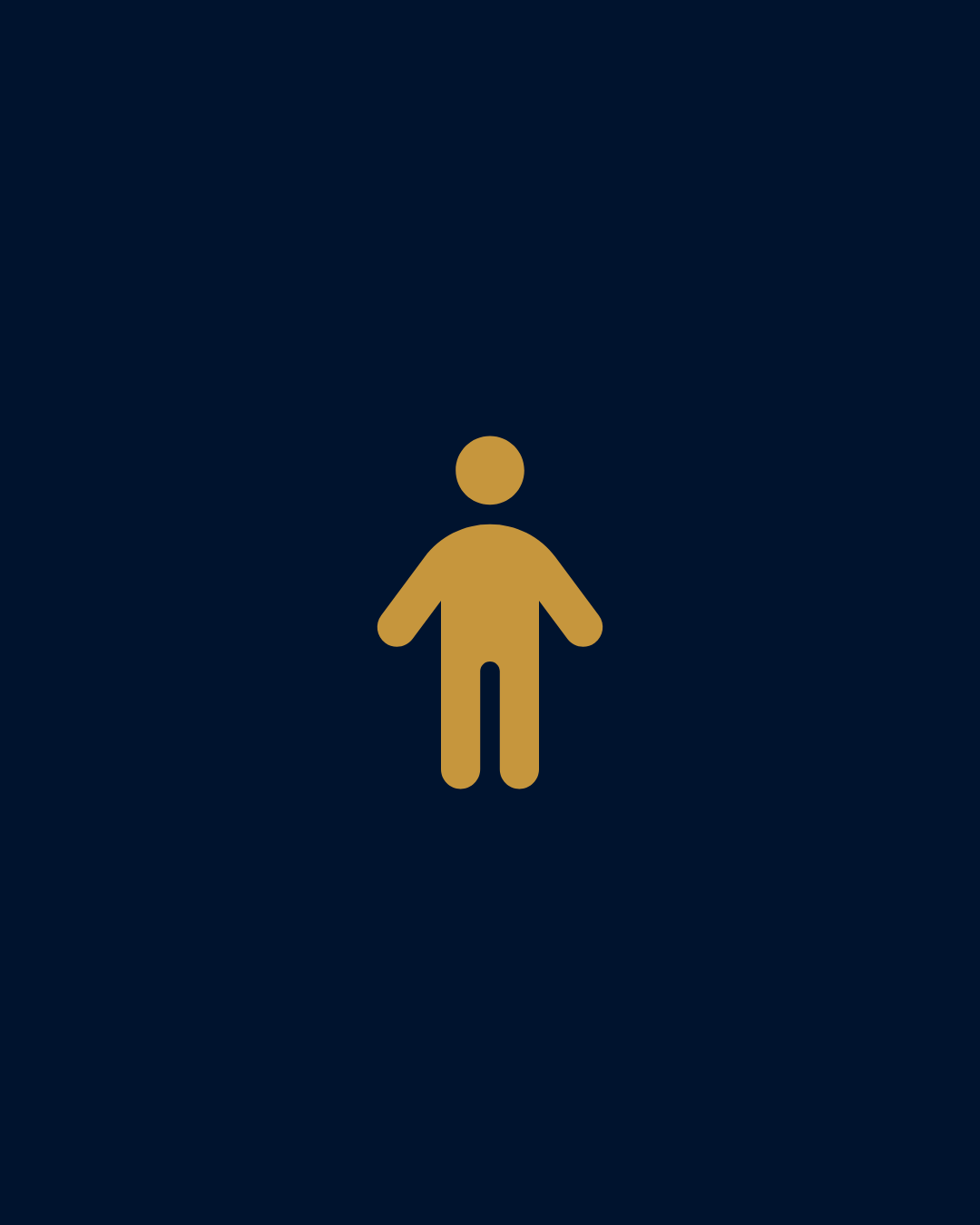 A simple digital icon of a person in gold color on a dark background.