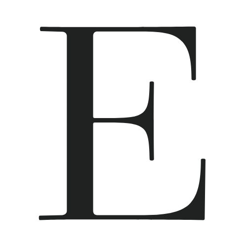 A black letter E on a white background, the Erodite logo