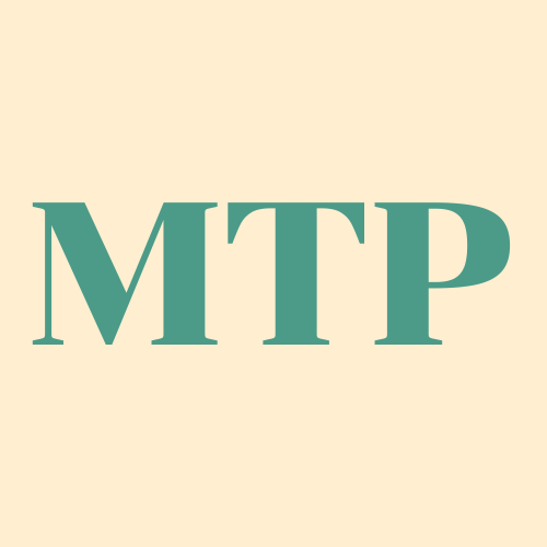 The letters MTP in teal on a cream background, the Multitudes Therapy Practice logo