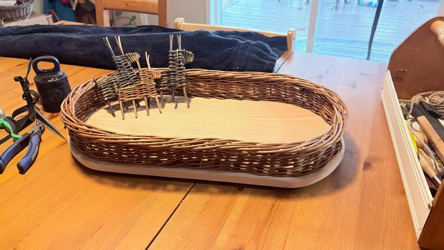 I took a break from reindeer to put together a wooden tray using buff willow and scrap wood for the base. It&rsquo;s an idea I&rsquo;ve had for a while and definitely one I will make more of. I didn&rsquo;t realize exactly how it would sound while we