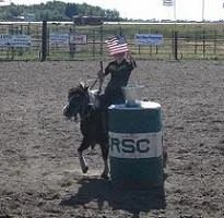 Douglas and Spotsie-competing in the Flag Race
