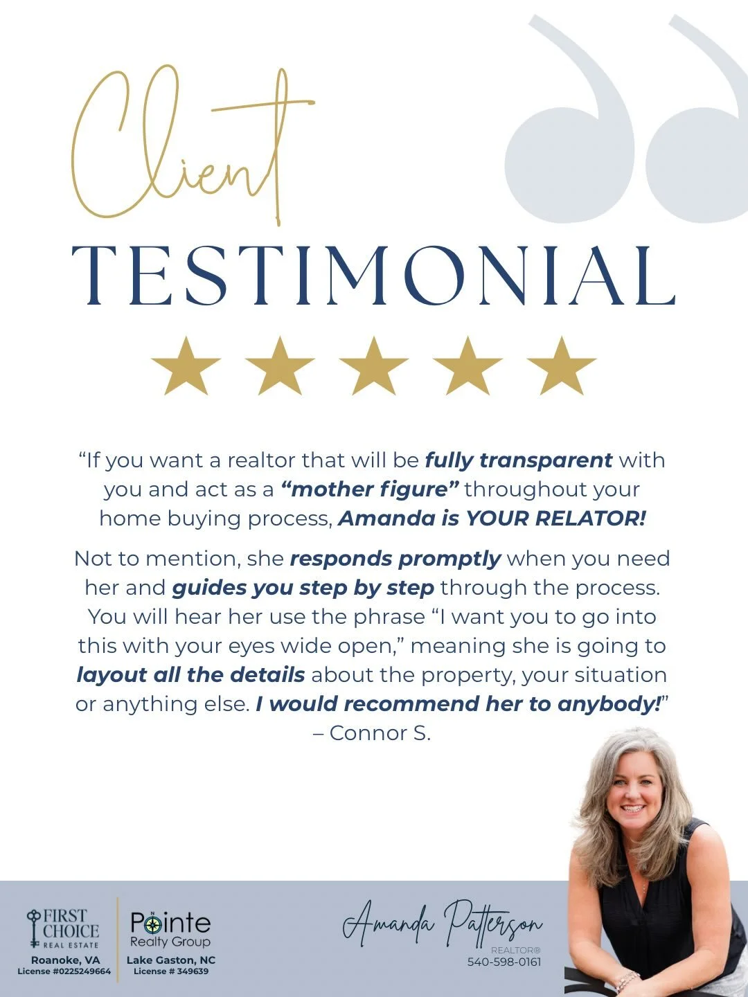 Nothing means more than hearing that my clients felt supported every step of the way. Here&rsquo;s what a few of them had to say about working together. ⭐️

#realestate #realtor #testimonial #5starreview #roanokeva