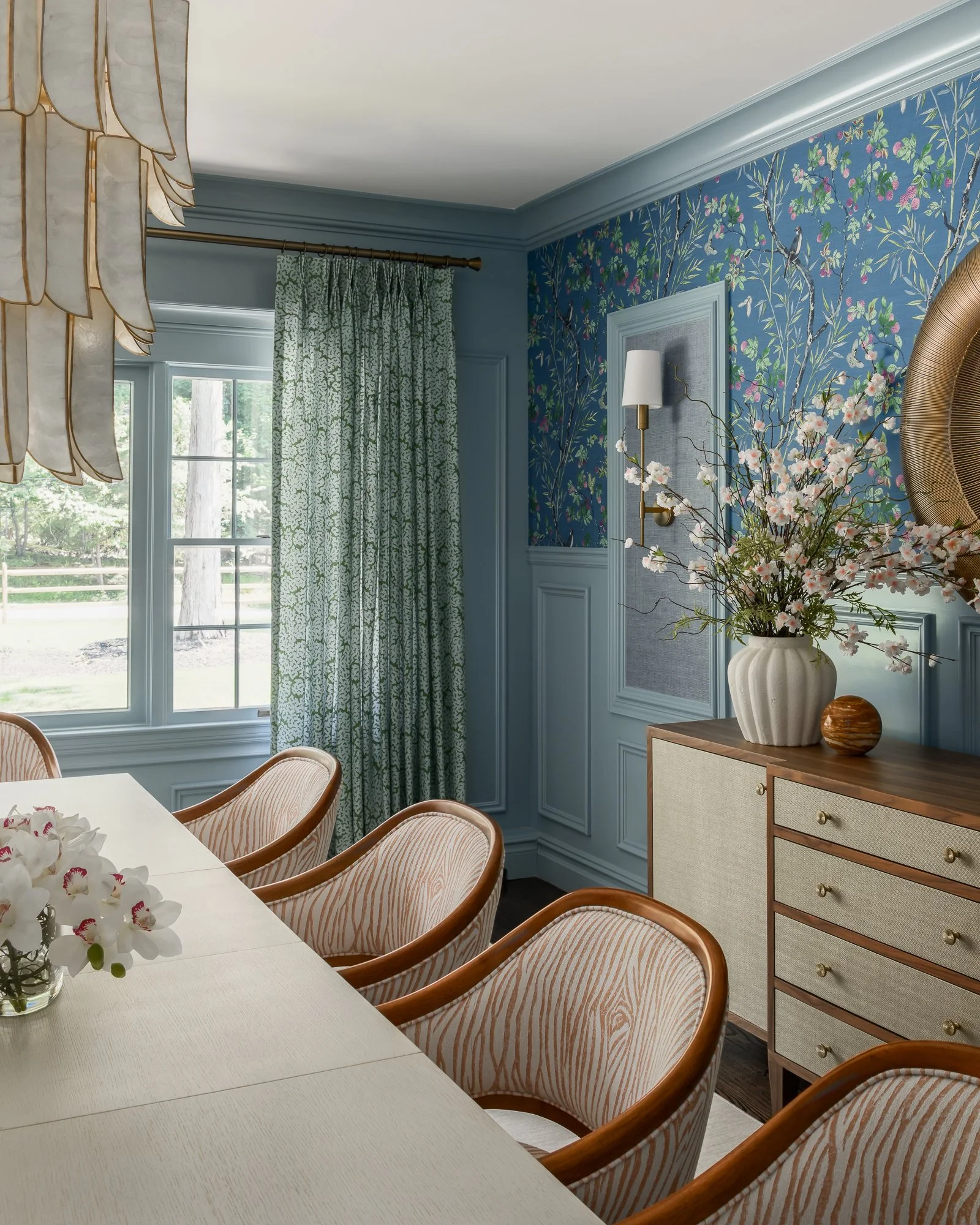 Playful, whimsical interior design with layered textures in the Old Acres Whimsy project by Melissa’s Designs.