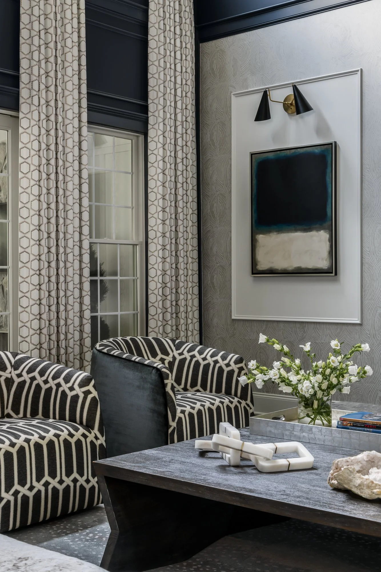 Bold, colorful interior design transforming a builder-grade home in the Bright & Bold at Noble project by Melissa’s Designs.