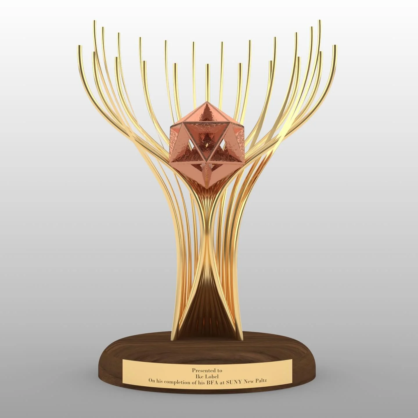 This is a project for my current CAD class, I am going to make this trophy, captivating finishing my BFA, made from turned wood 3d printed Ceramcis, and cast metal.
