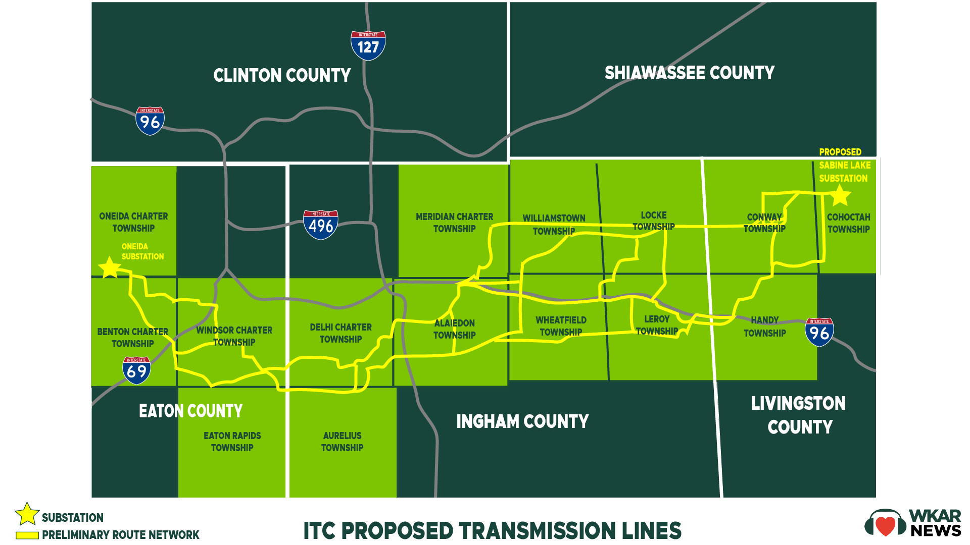 ITC Transmission lines proposed for Greater Lansing, included in a news story. Adobe Illustrator in RGB