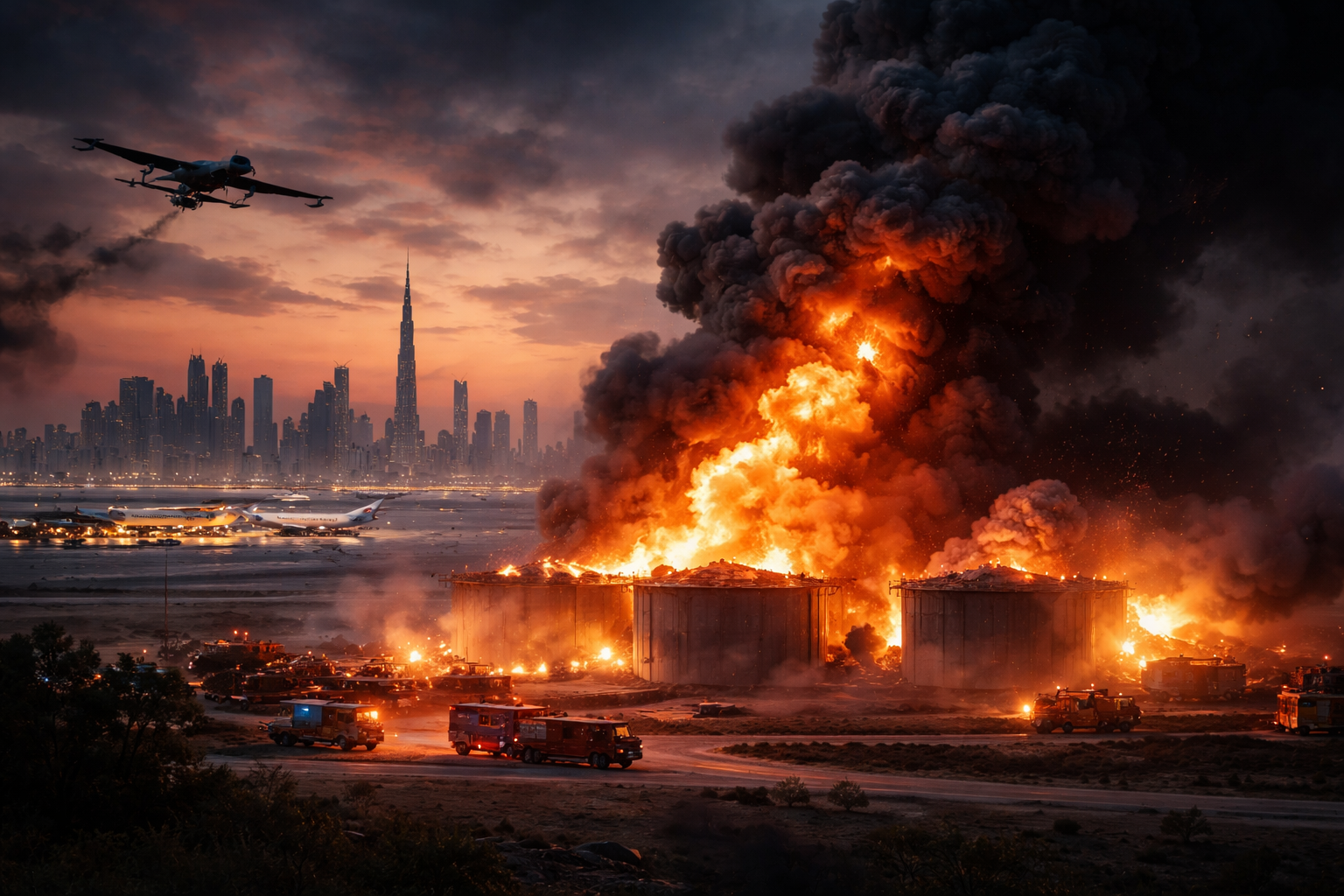 Iranian Drone Strike Ignites Fire Near Dubai Airport, Flights Halted