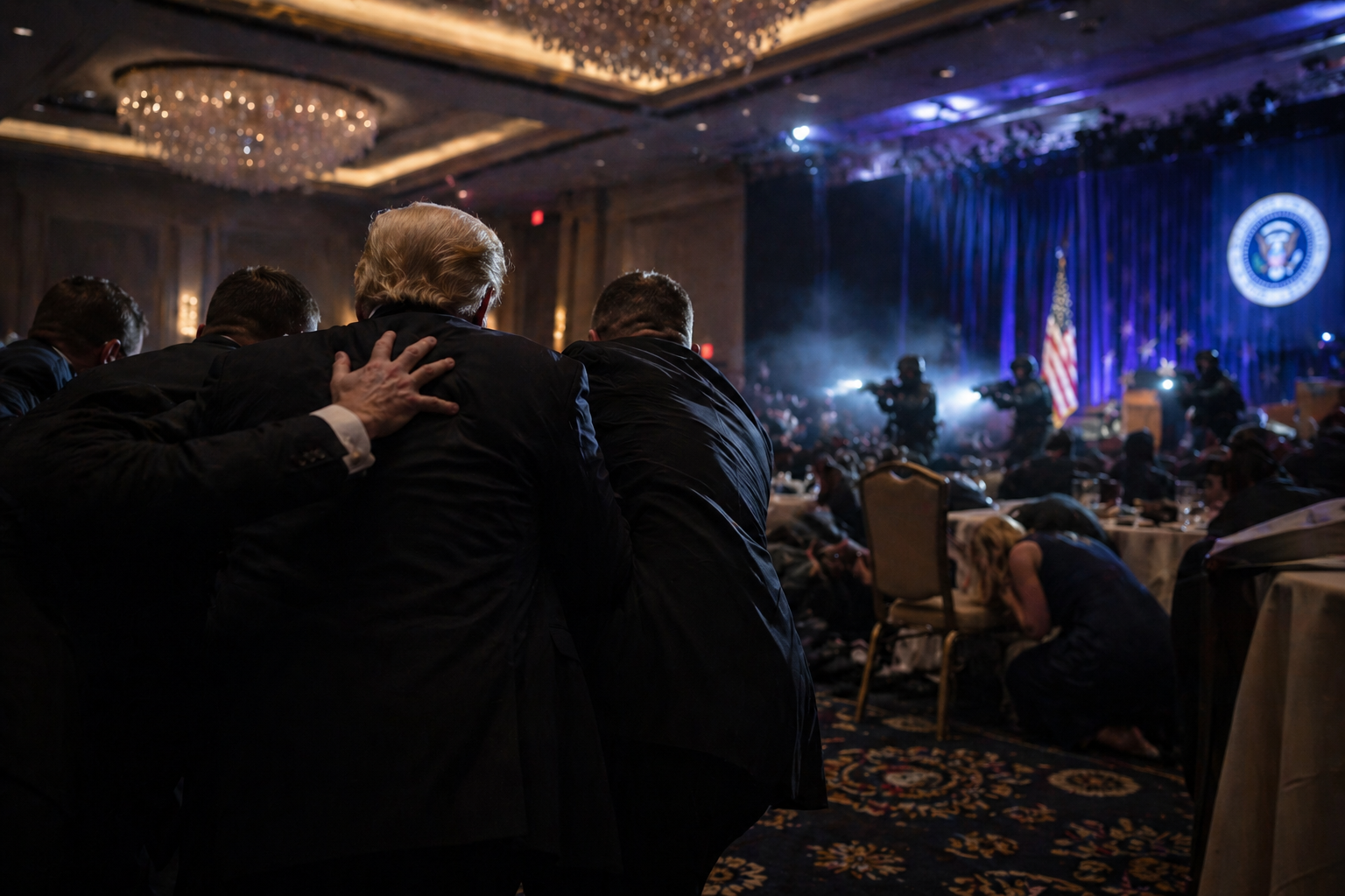 Trump Shooting Chaos: Gunfire Shatters High-Security Event as President Rushed to Safety