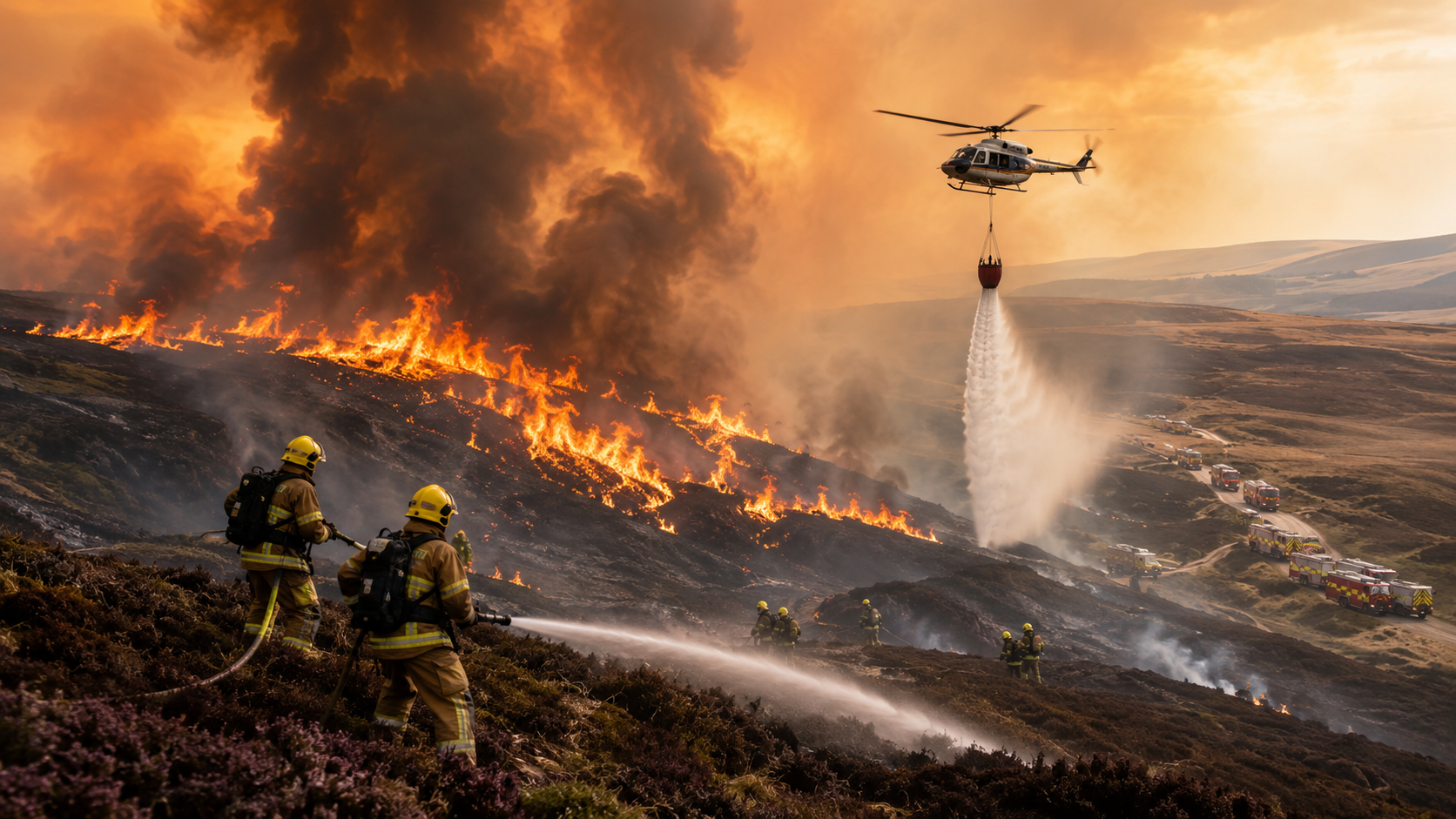 Helicopters Deployed As Huge Wildfire Tears Across Peak District