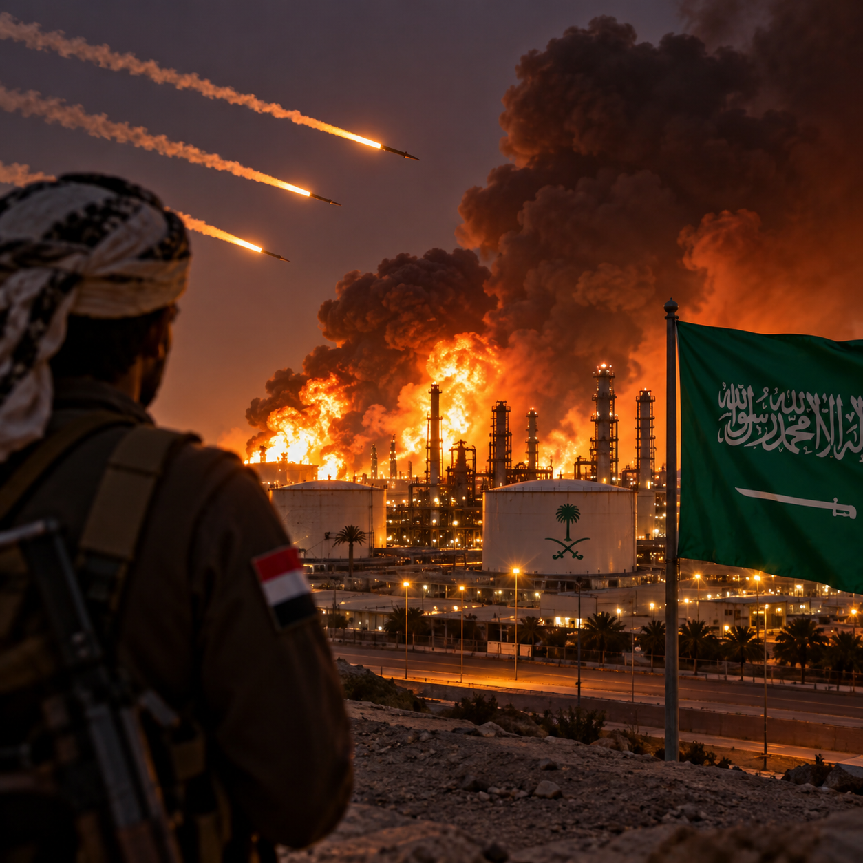 Houthis Launch Huge Attack on Saudi Arabia as 73 Are Wounded and Oil Facilities Burn