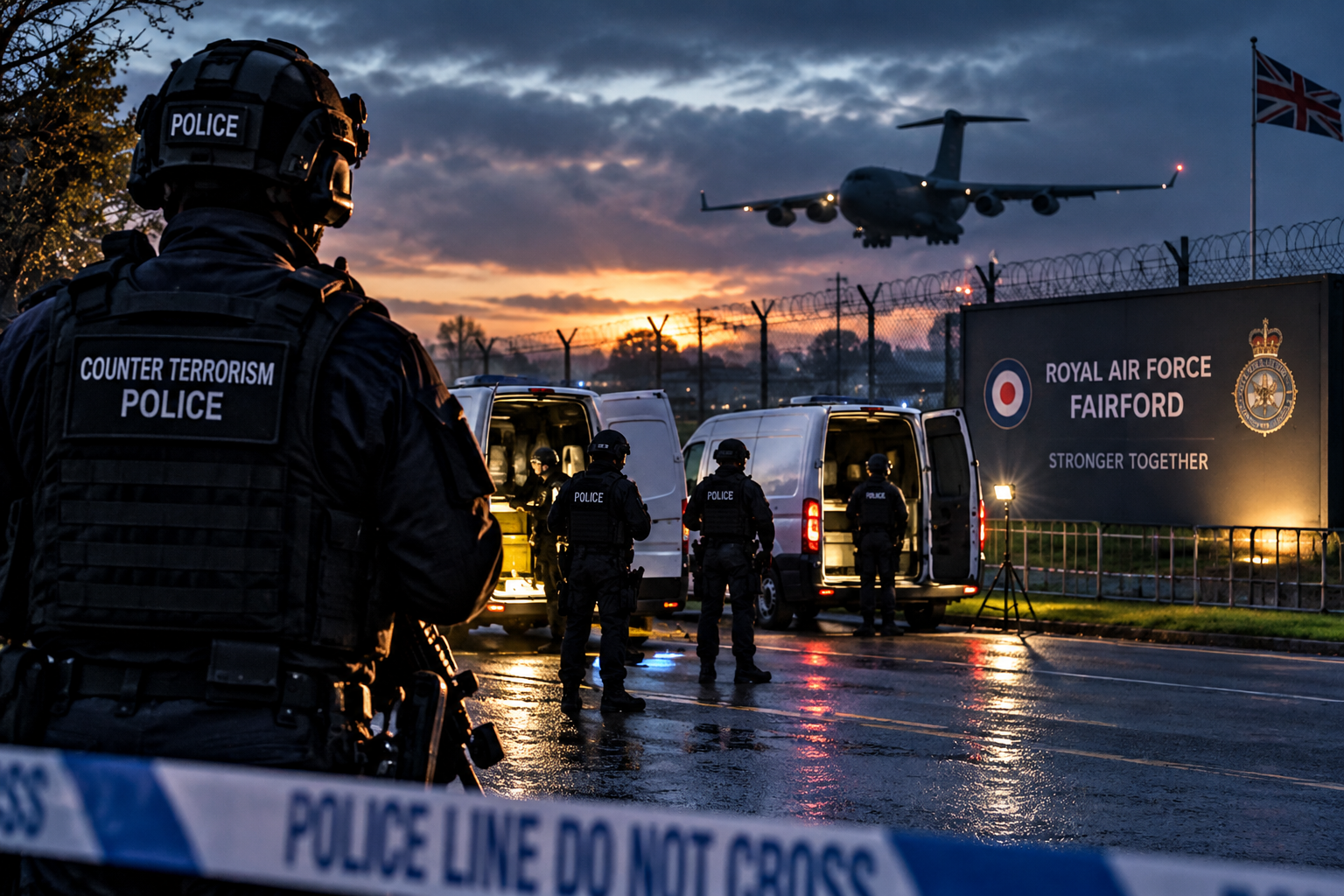 Iran Link Examined As Five Men Questioned Over Alleged Terrorism And Explosives Offences Near RAF Fairford