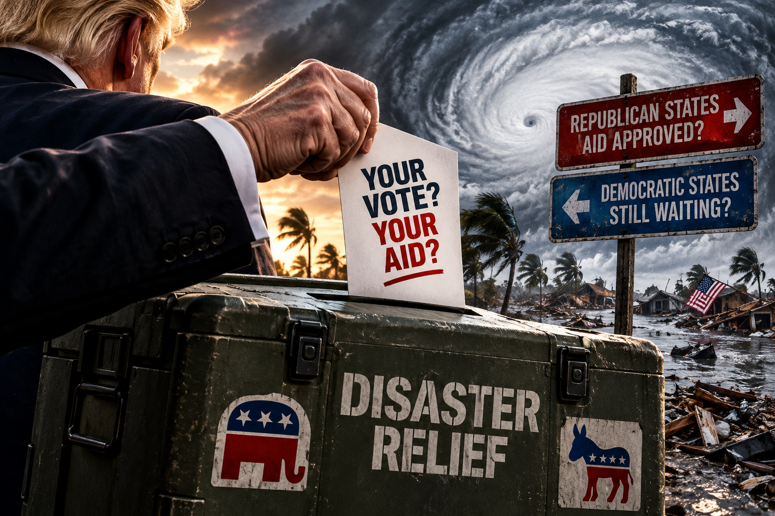 Trump Accused Of Playing Politics With Disaster Relief As Hurricane Threatens America — Does Your Vote Decide Who Gets Help?