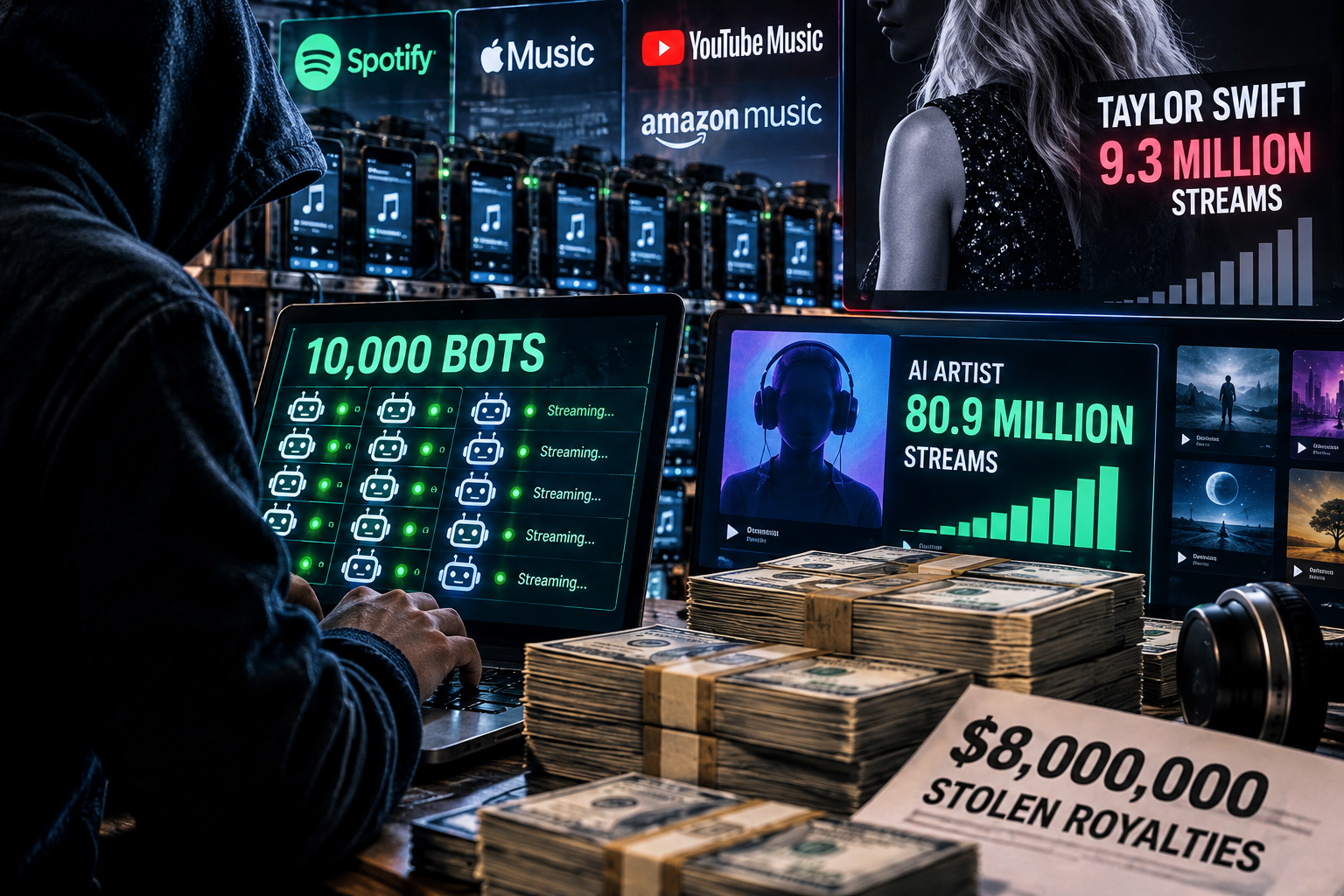 AI Fraudster Used Fake Songs And 10,000 Bots To Beat Taylor Swift's Streaming Figures — Then Stole $8 Million