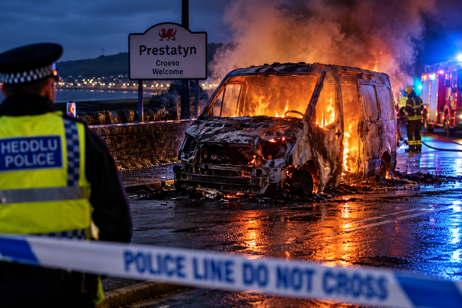 Murder Investigation Under Way After Body Found In Van Fire In North Wales