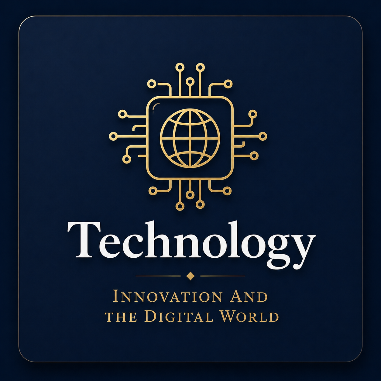 Cover of a book titled 'Technology: Innovation and the Digital World' with a gold circuit board and globe icon on a dark background.