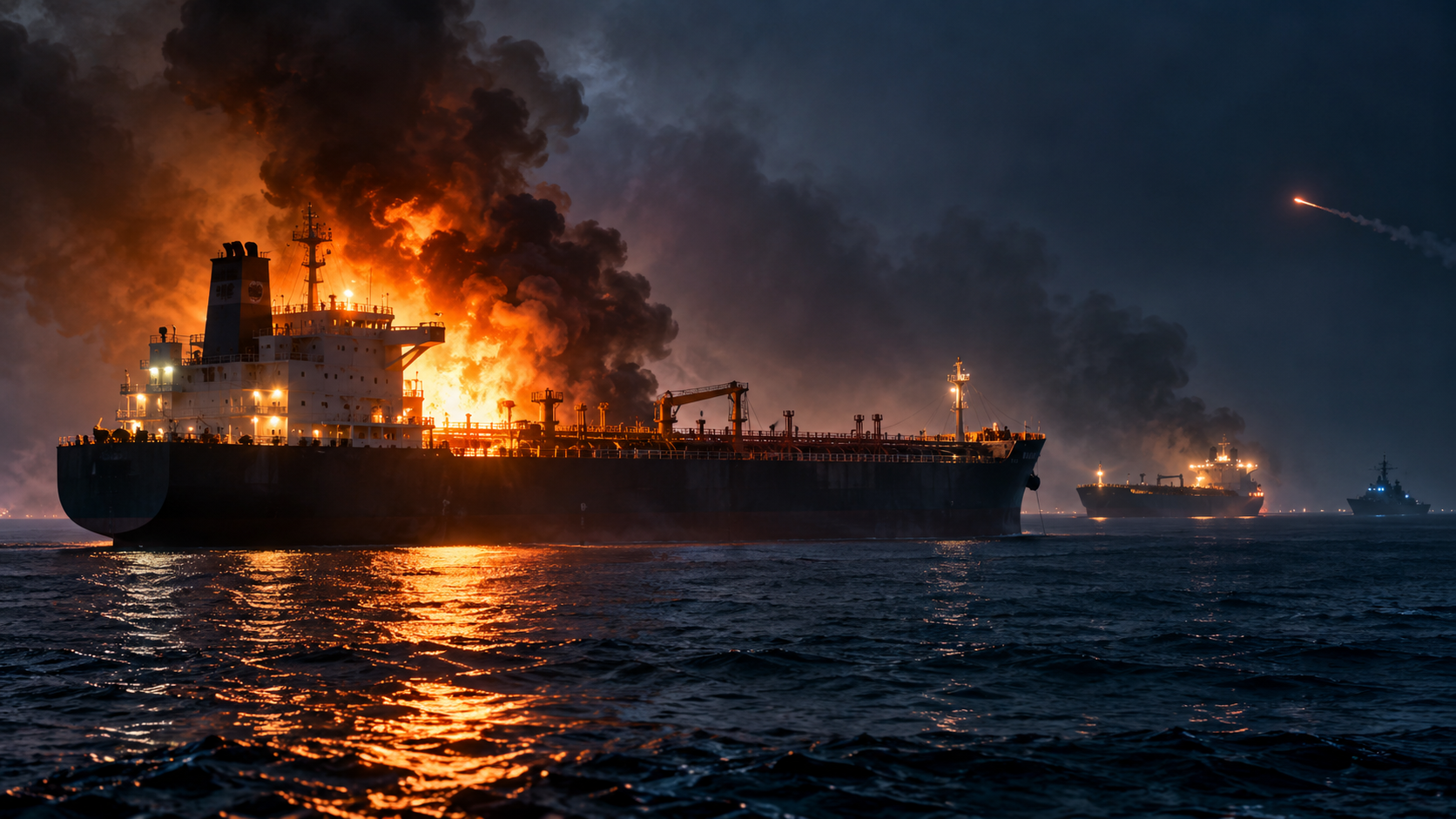 Strait of Hormuz Crisis Deepens as Merchant Ships Are Hit by Disabling Fire