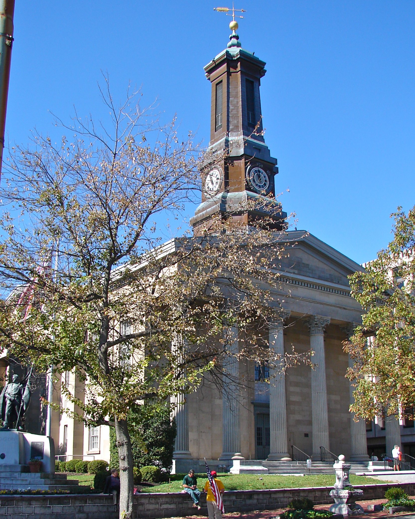 Chester County Courthouse clock tower in downtown West Chester, PA