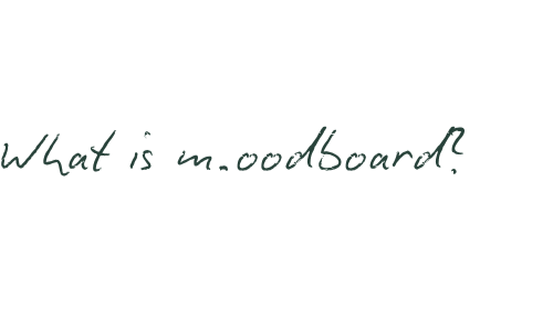 Handwritten text that reads 'What is m.oodboard?' with the word 'moodboard' misspelled as 'm.oodboard'.
