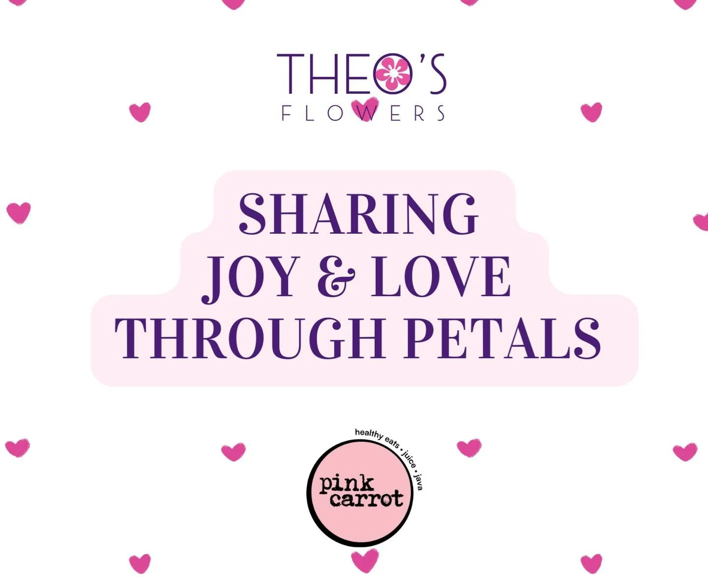 Looking for the perfect way to start your Valentine&rsquo;s Day?

Join us at @pinkcarrotboston at The Street in Chestnut Hill this Saturday from 10:00&ndash;11:30 AM to pick up a mini floral bouquet, get to know us, and be a part of sharing joy (and 