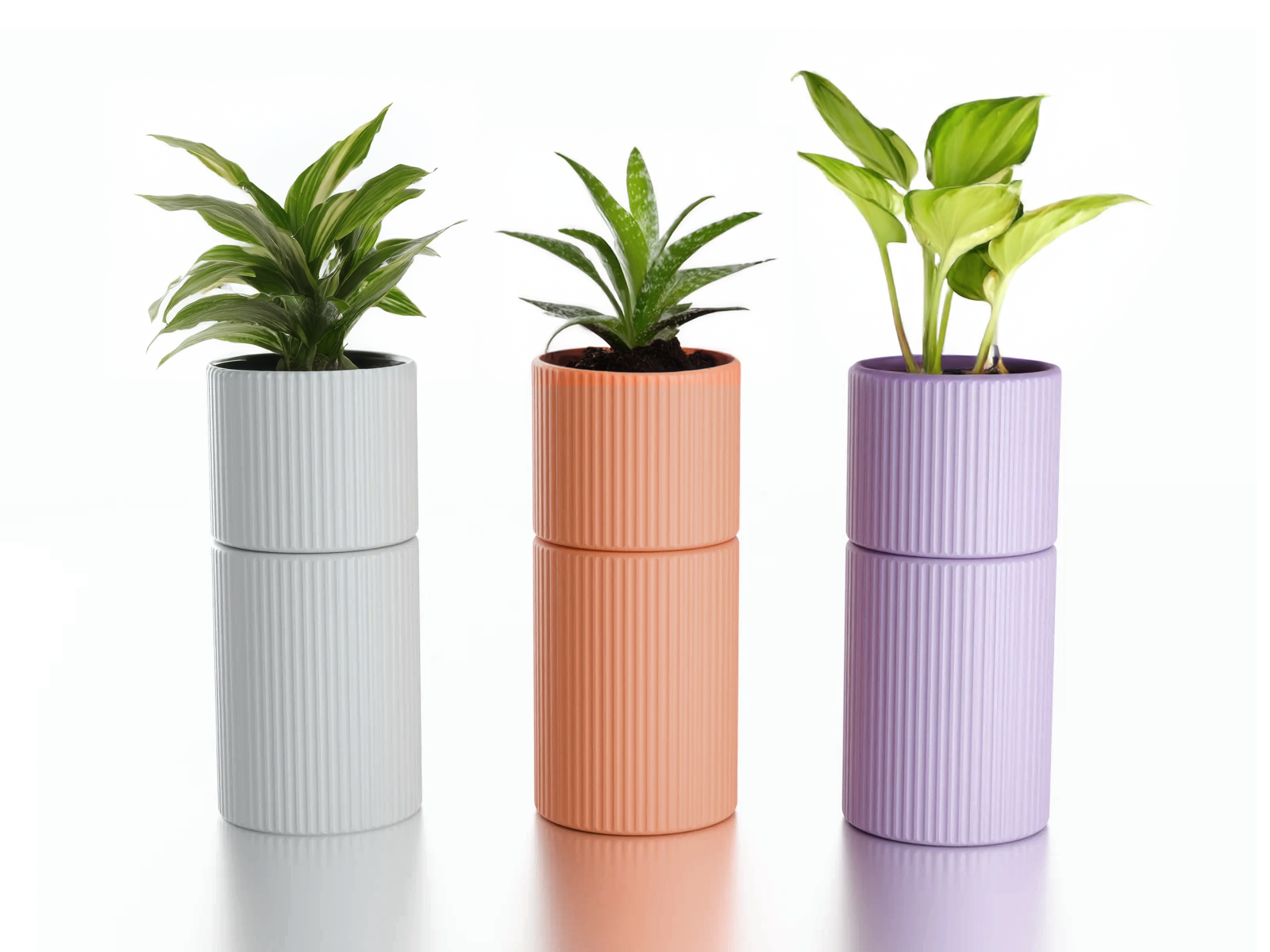 Simple self-watering planters, designed to be 3D-printed (no electronics, unlike Botanium)