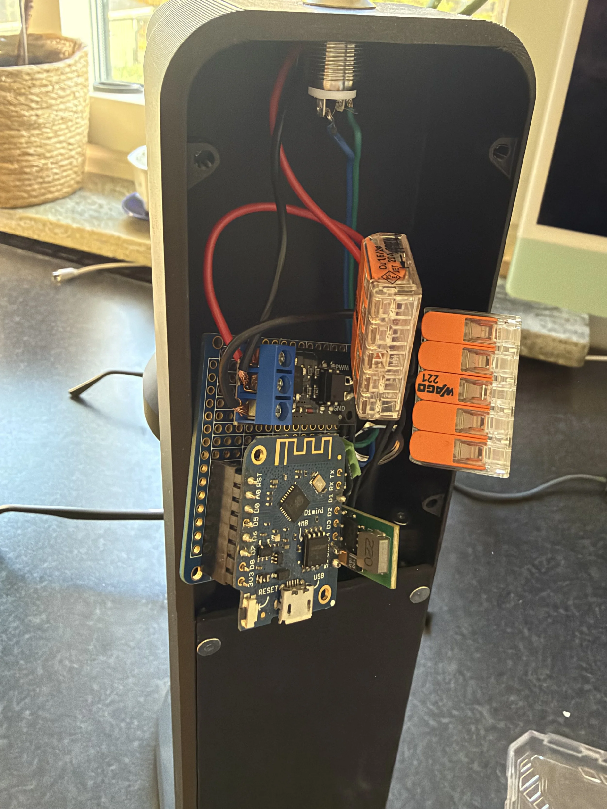 The final version uses an Arduino to slowly ramp up the RPM of the motor with a button press. Not only is it easier on the motor, it's also an improved experience that feels deliberate, precise and careful. 