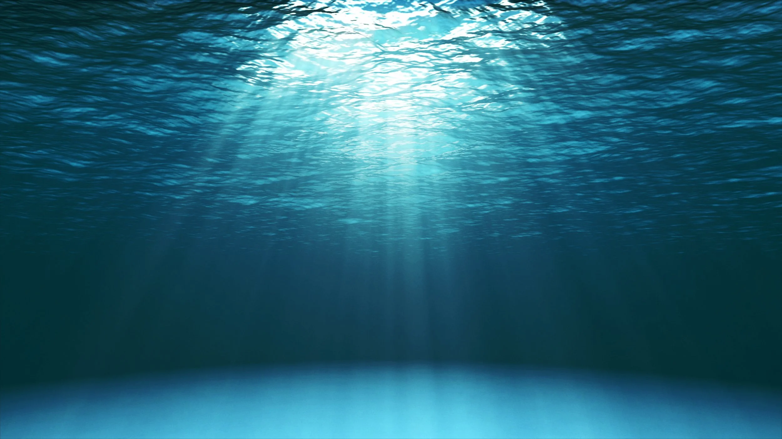 Underwater scene with sunlight filtering through the water surface.