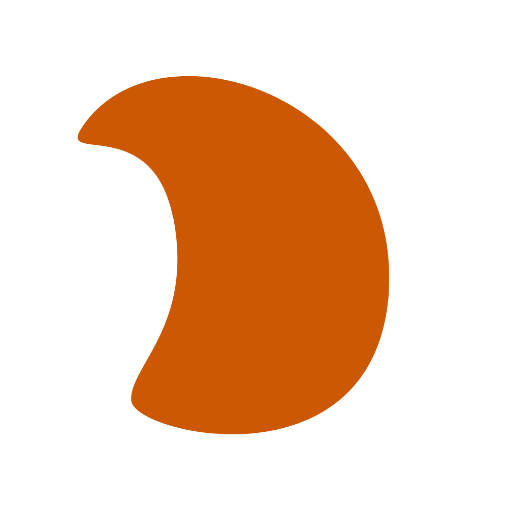 Een grote, oranje, gebogen vorm op een zwart achtergrond.