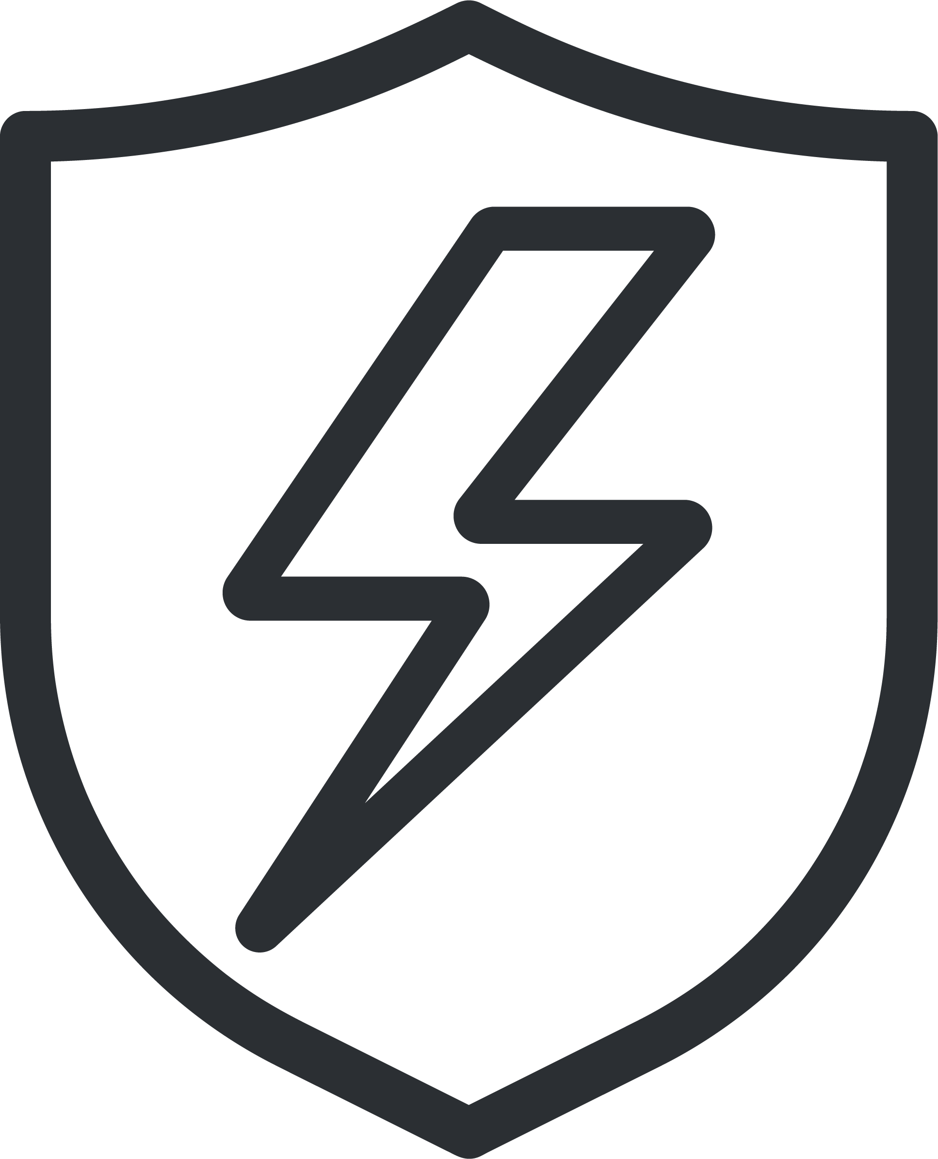 A shield emblem with a lightning bolt symbol inside.